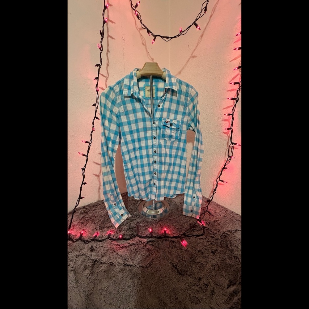 Hollister Vintage Aqua Plaid Button Down Shirt
